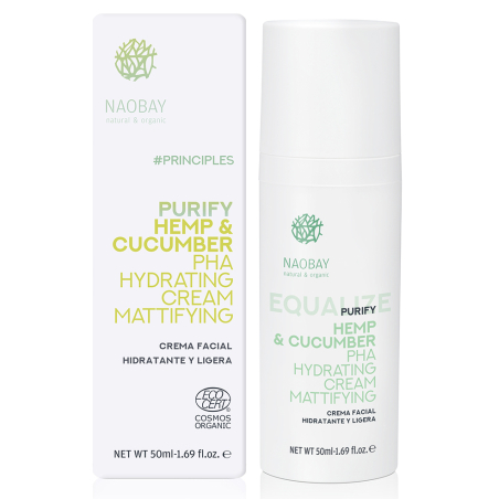 Crema Facial Hidratante y Ligera Purify Hemp & Cucumber PHA Hydrating Cream Mattifying Naobay